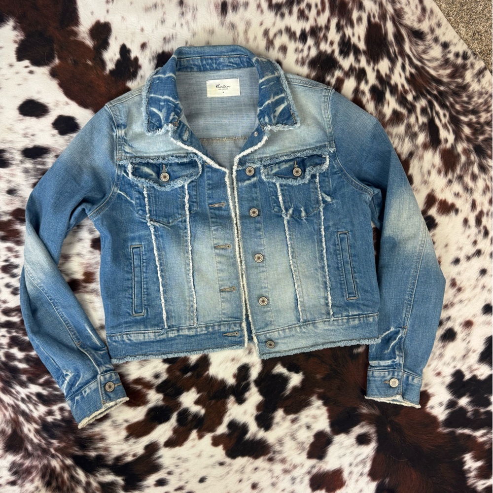 KanCan Distressed Denim Jacket - Blue Size Medium